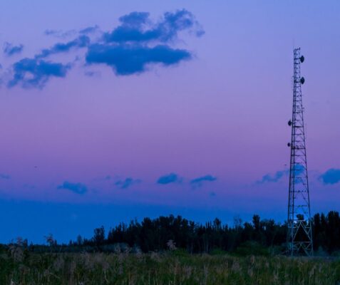 WiFi tower in a field